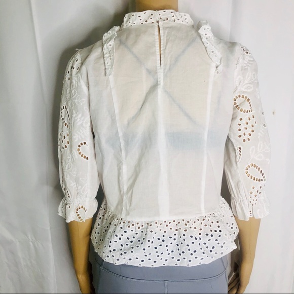 SOLD Zara White Eyelet Victorian Blouse - Picture 6 of 10